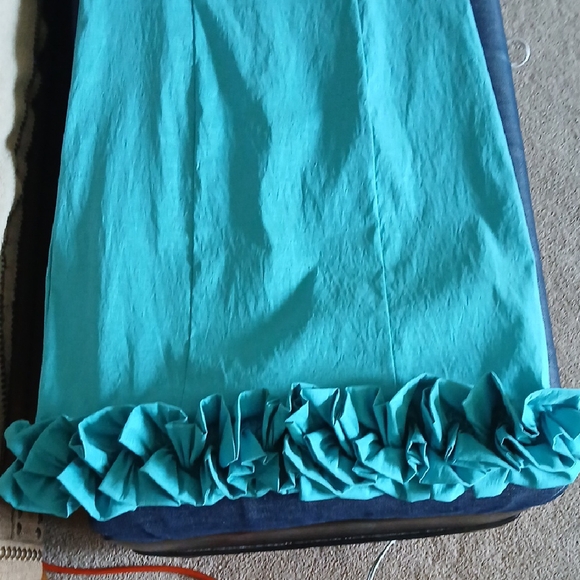 Joseph Ribkoff Turquoise Midi Dress with Ruffle Detail, Vintage - Picture 8 of 10